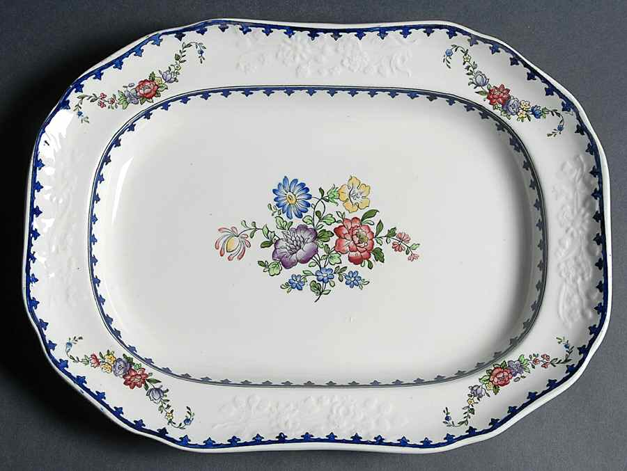 Vienna (Floral Center) 12" Oval Serving Platter by Spode-1