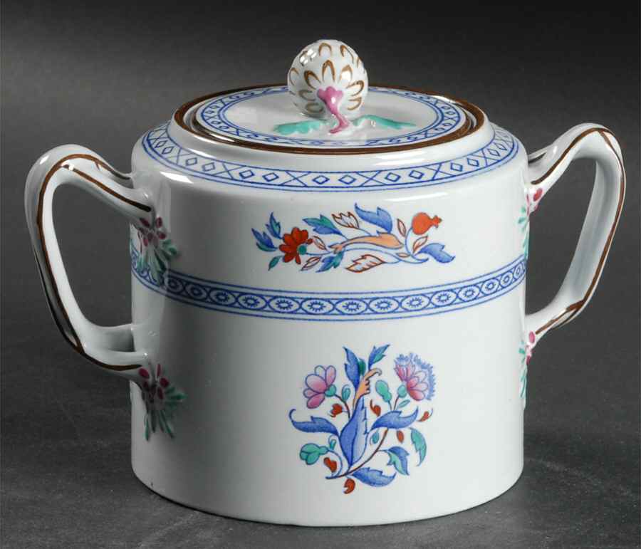 Virginia (Older, Blue Background) Sugar Bowl & Lid by Spode-1