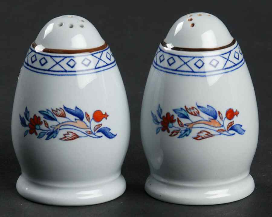 Virginia (Older, Blue Background) Salt & Pepper Set by Spode-1