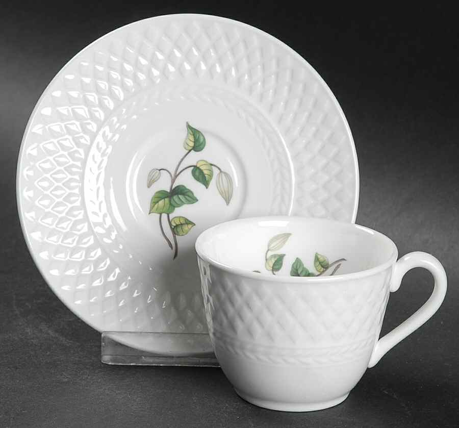 Virginia (Bone, Newer) Flat Demitasse Cup & Saucer Set by Spode-1