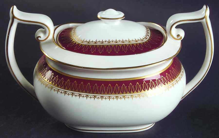 Viscount Maroon Sugar Bowl & Lid by Spode-1