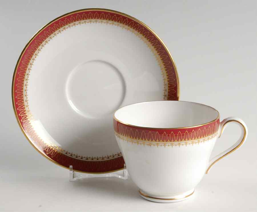 Viscount Maroon Footed Cup & Saucer Set by Spode-1