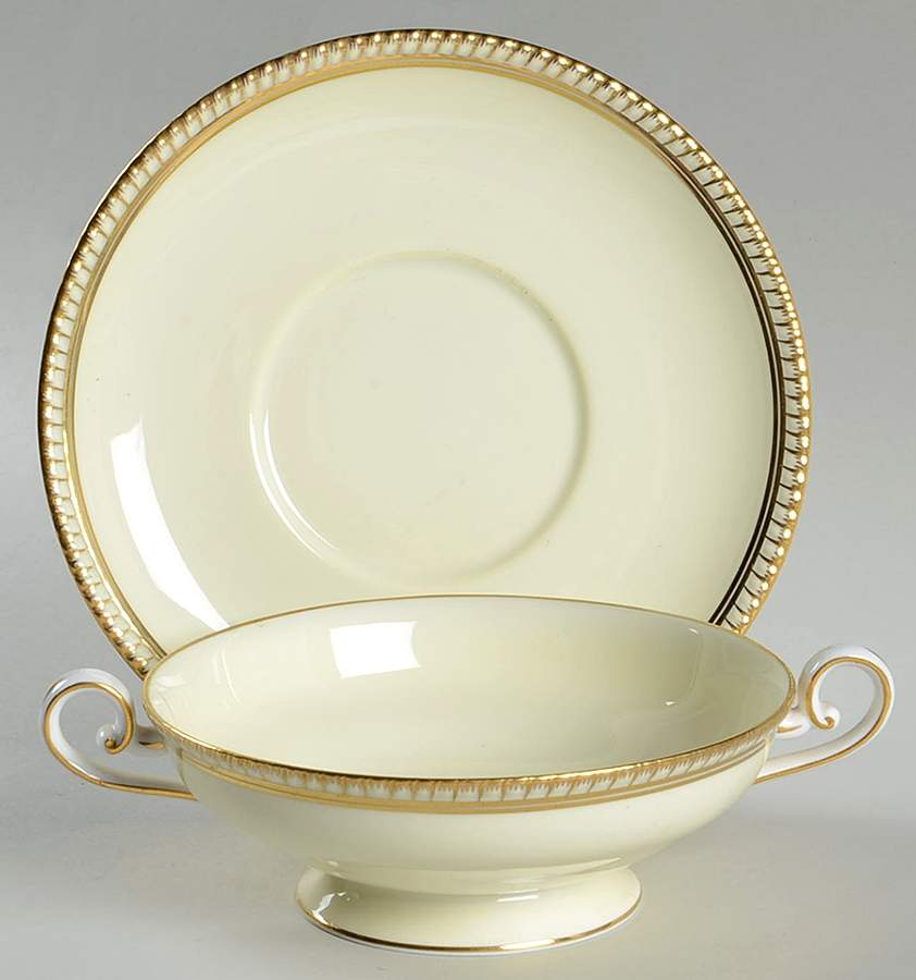 Westminister Footed Cream Soup Bowl & Saucer Set by Spode-1