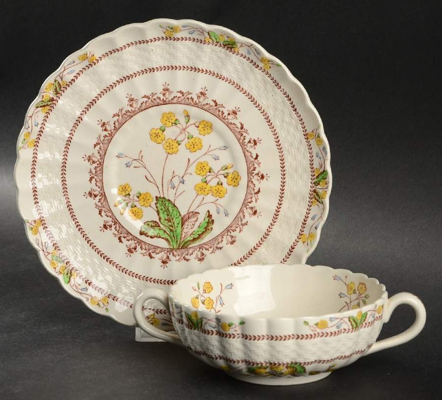 Wicker Dell Flat Cream Soup Bowl & Saucer Set by Spode-1