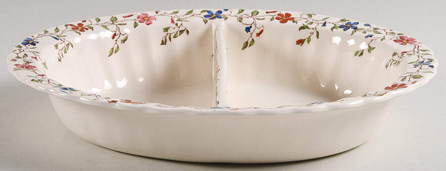 Wicker Dale 11" Oval Divided Vegetable Bowl by Spode-1
