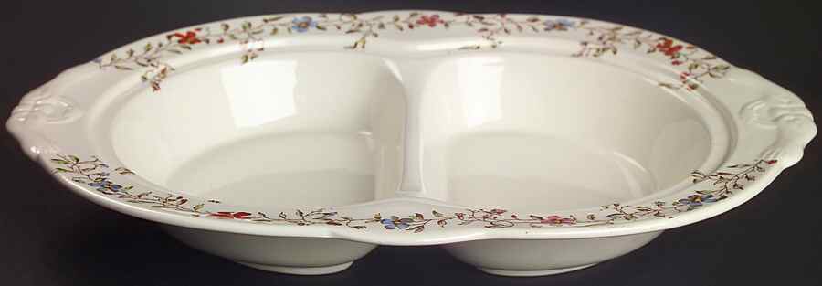 Wicker Dale 11" Oval Divided Vegetable Bowl by Spode-1