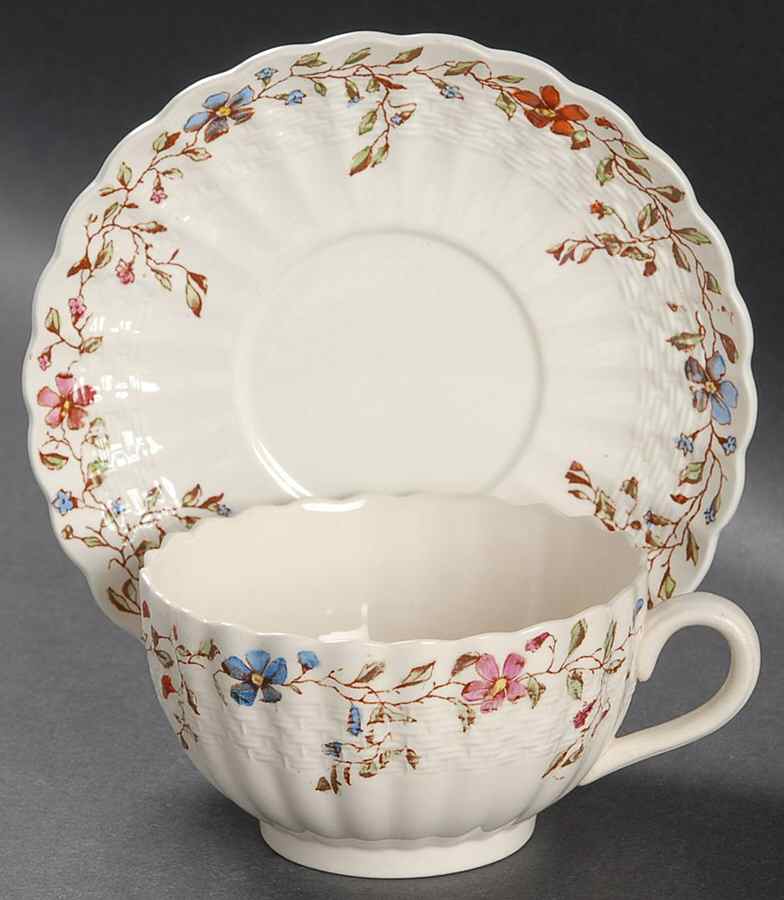 Wicker Dale Footed Cup & Saucer Set by Spode-1