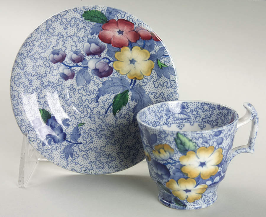 Wild Flower Blue Footed Demitasse Cup & Saucer Set by Spode-1