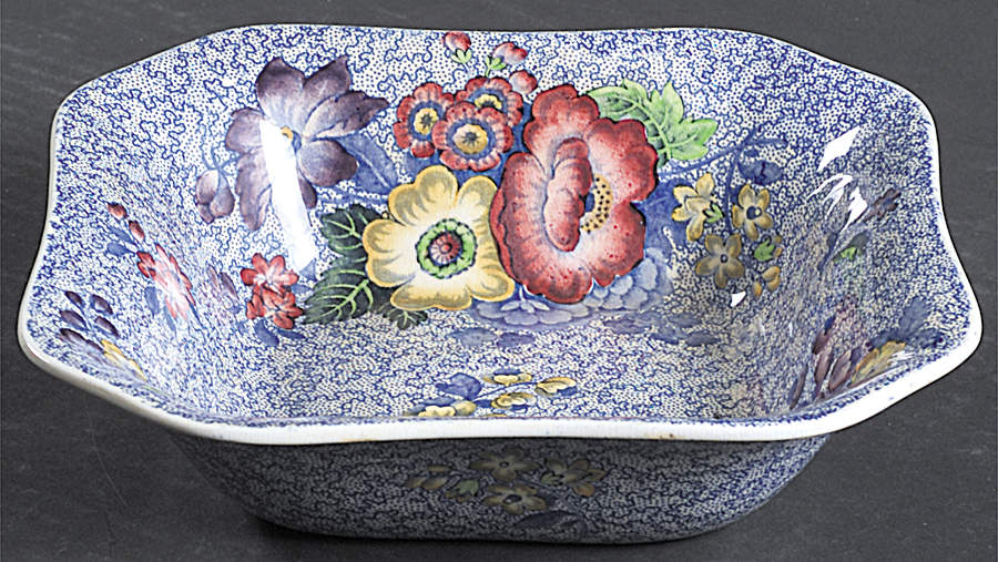 Wild Flower Blue 9" Square Vegetable Bowl by Spode-1