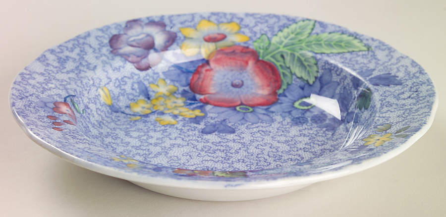 Wild Flower Blue Rim Soup Bowl by Spode-1
