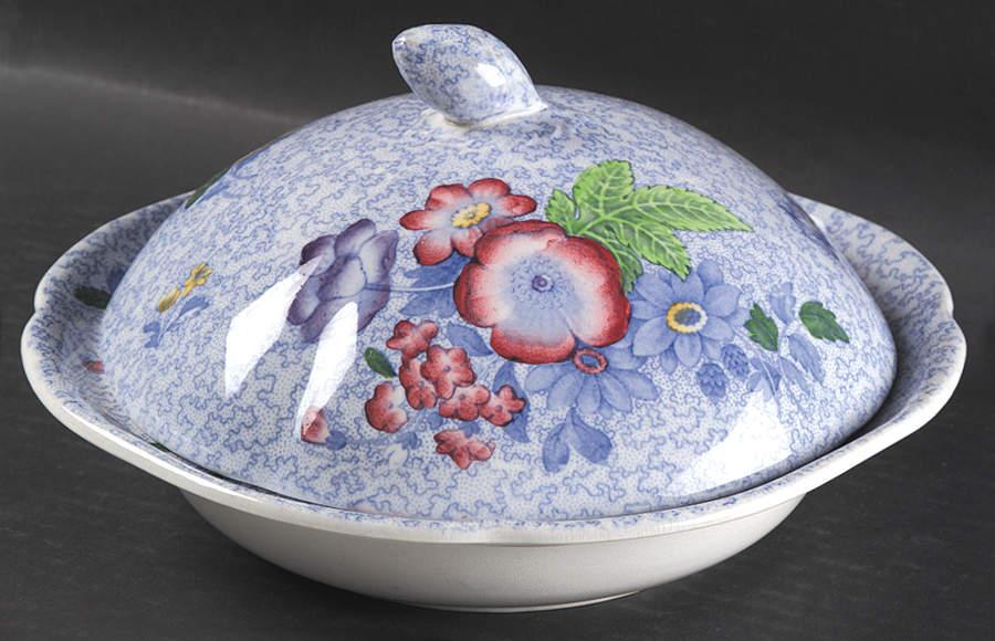 Wild Flower Blue Round Covered Vegetable by Spode-1