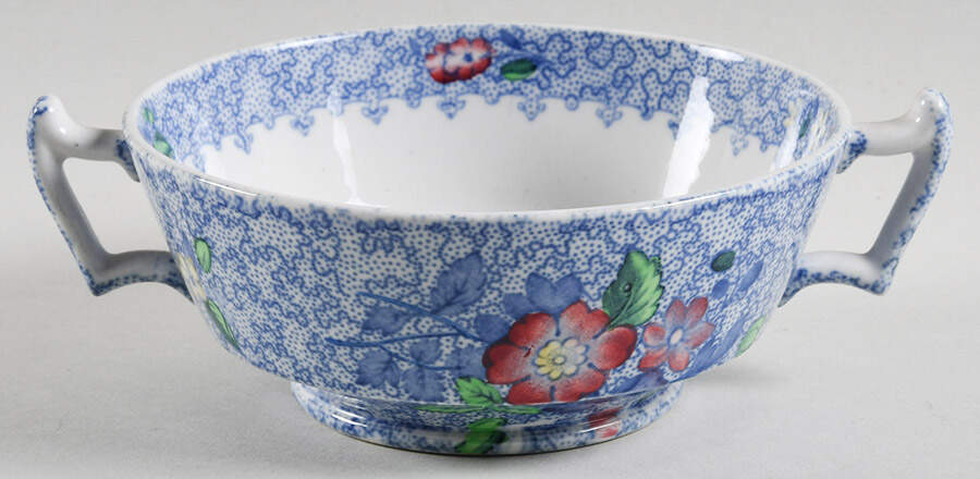 Wild Flower Blue Footed Cream Soup Bowl by Spode-1
