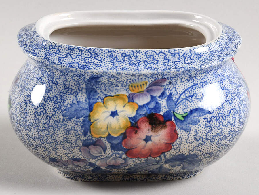 Wild Flower Blue Sugar Bowl No Lid by Spode-1