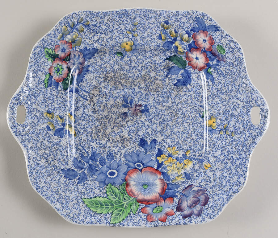 Wild Flower Blue Square Cake Plate by Spode-1
