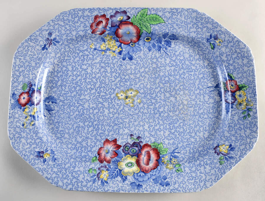 Wild Flower Blue 17" Oval Serving Platter by Spode-1