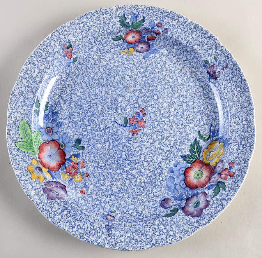 Wild Flower Blue 14" Chop Plate (Round Platter) by Spode-1