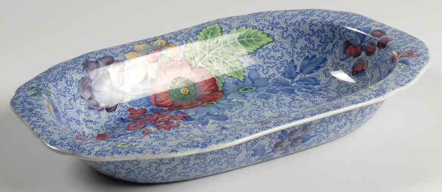 Wild Flower Blue 9" Oval Vegetable Bowl by Spode-1
