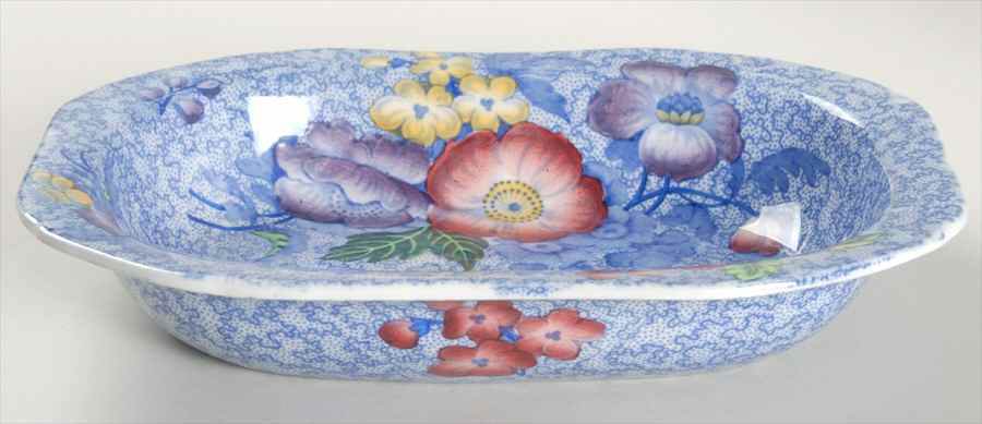 Wild Flower Blue 8" Oval Vegetable Bowl by Spode-1