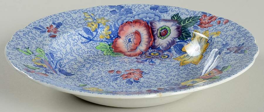 Wild Flower Blue Large Rim Soup Bowl by Spode-1