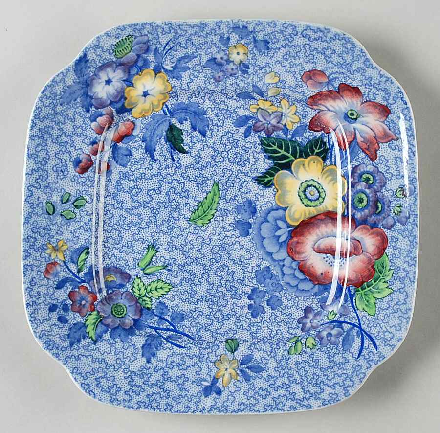 Wild Flower Blue Square Salad Plate by Spode-1