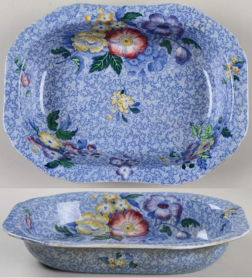 Wild Flower Blue 9" Oval Vegetable Bowl by Spode-1
