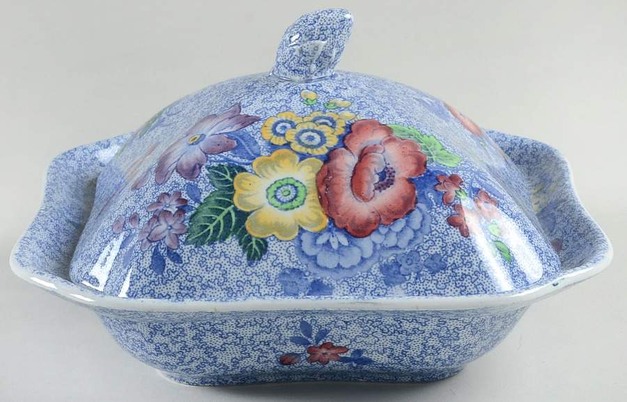 Wild Flower Blue Square Covered Vegetable by Spode-1
