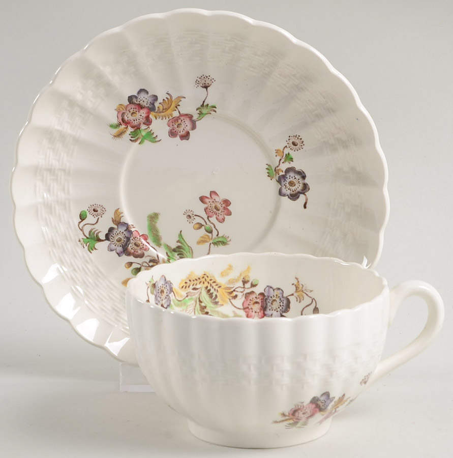 Wicker Lane (Basket Weave) Footed Cup & Saucer Set by Spode-1