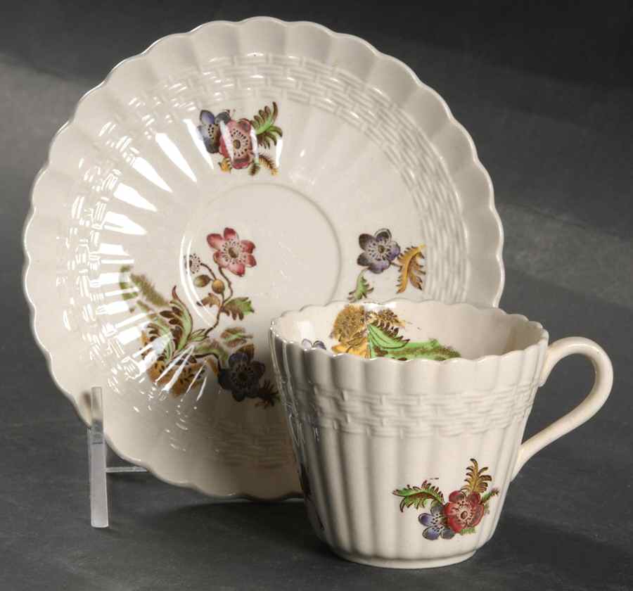 Wicker Lane (Basket Weave) Flat Demitasse Cup & Saucer Set by Spode-1