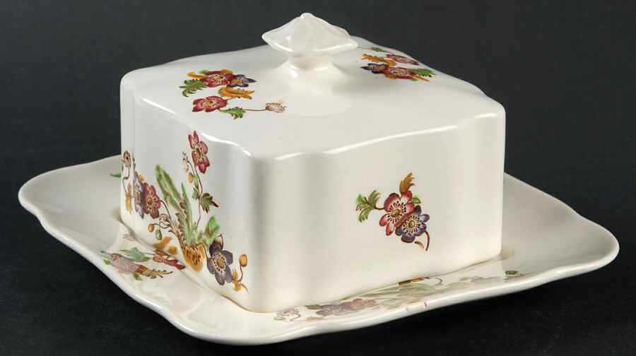 Wicker Lane (Basket Weave) Square Covered Butter by Spode-1