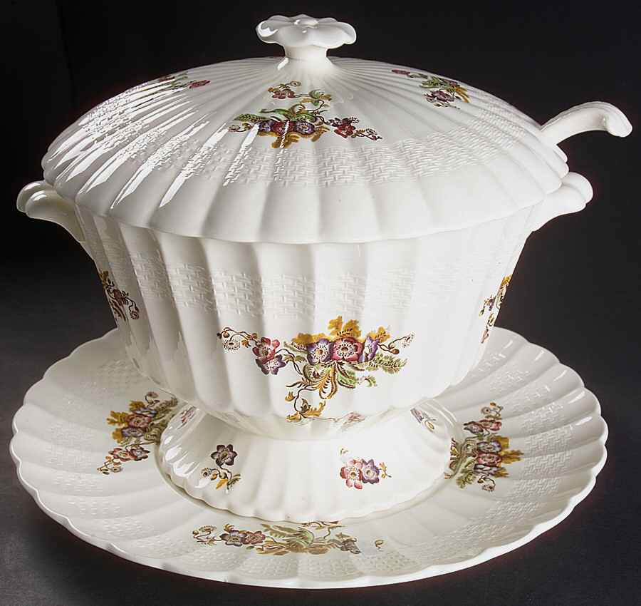 Wicker Lane (Basket Weave) Tureen & Lid w/Ladle & Underplate by Spode-1