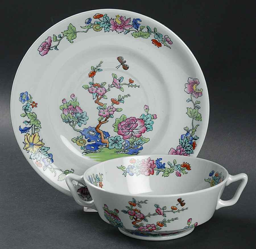 Willis (Y2684) Footed Cream Soup Bowl & Saucer Set by Spode-1