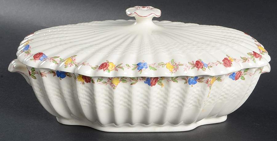 Wicker Rose Oval Covered Vegetable by Spode-1