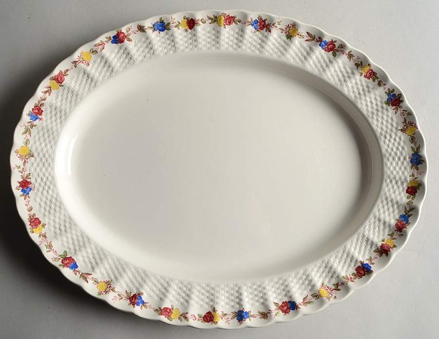 Wicker Rose 14" Oval Serving Platter by Spode-1
