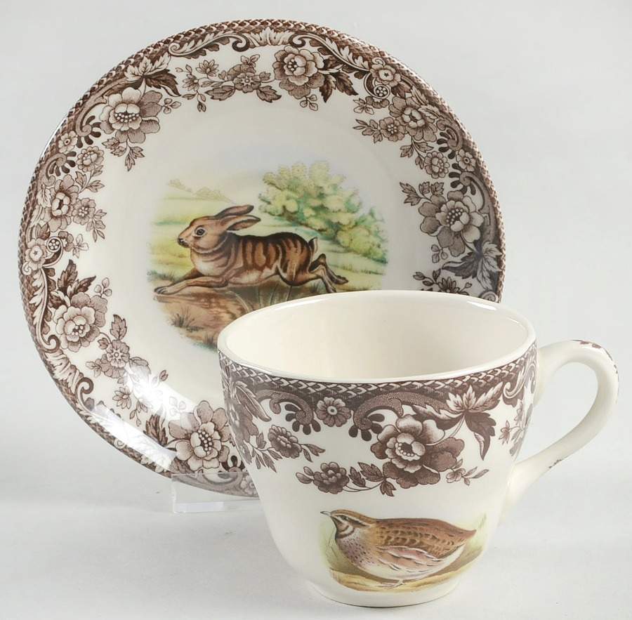 Woodland Flat Cup & Saucer Set by Spode-1