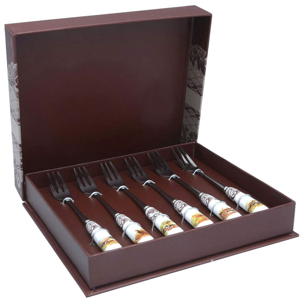 Woodland Individual Pastry Fork - Set of 6 Motifs by Spode-1