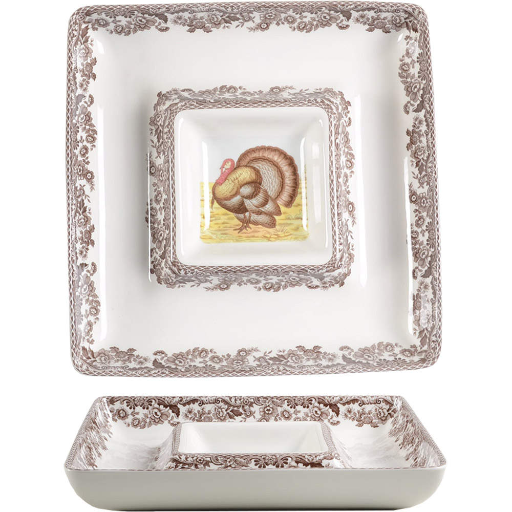 Woodland 1 Piece Square Chip and Dip by Spode-1