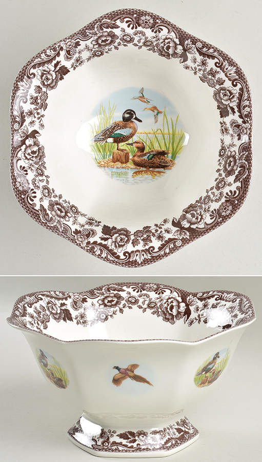 Woodland 8" Hexagonal Footed Bowl by Spode-1