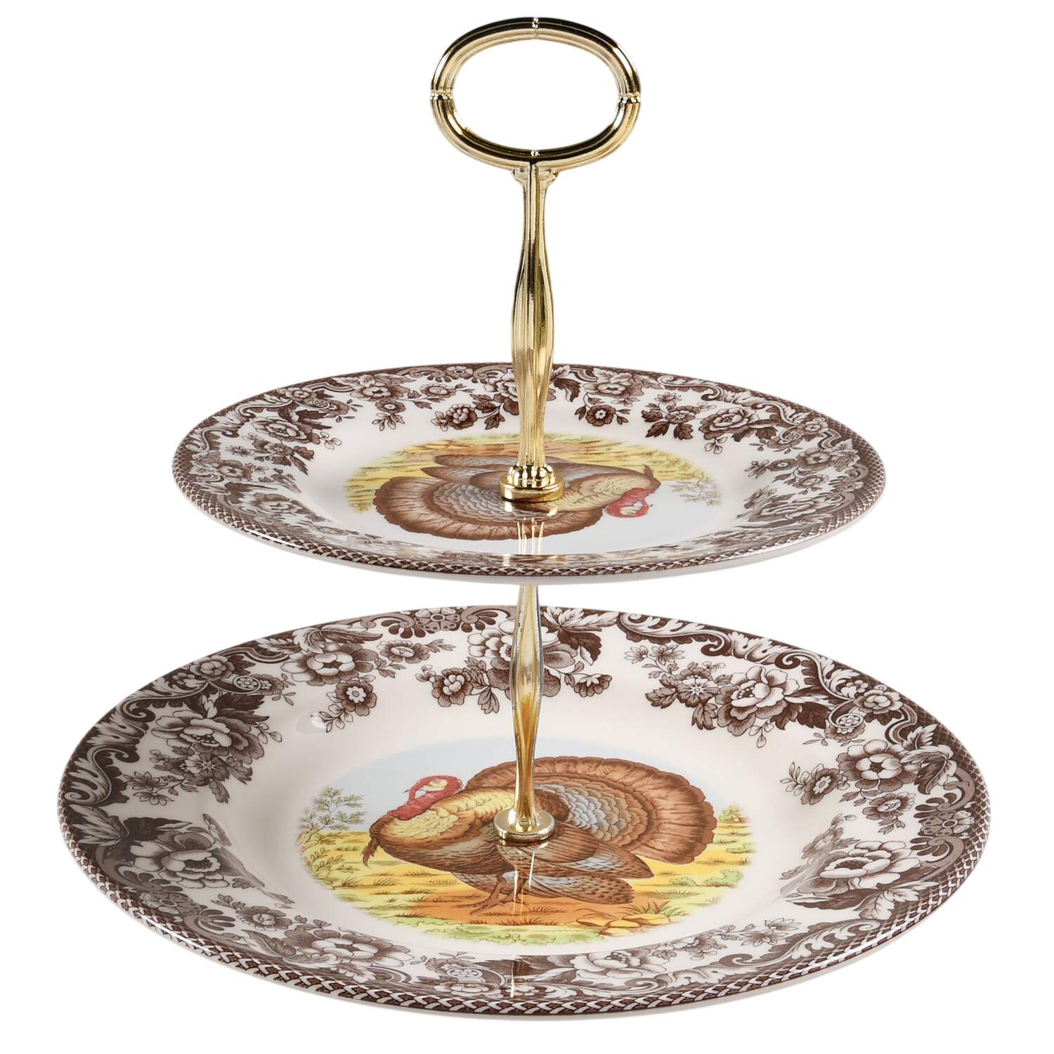 Woodland 6 5/8"-10"  2 Tiered Serving Tray (Dp, Sp) HC by Spode-1