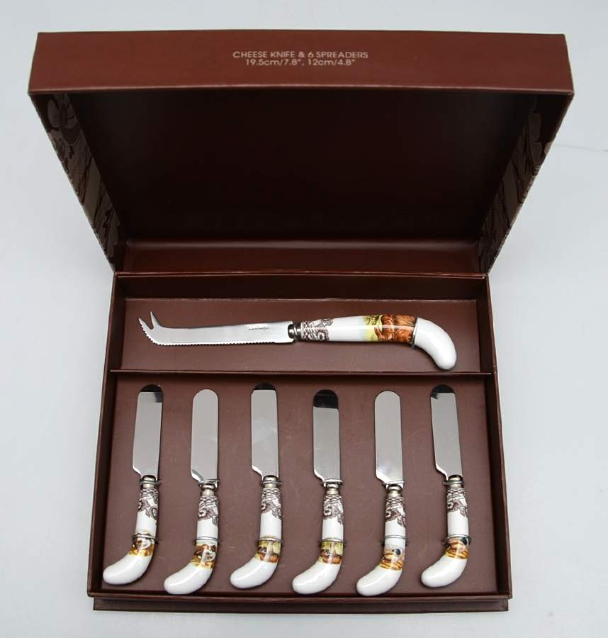 Woodland (7 Pc Motif) Cheese Knife & Spreader Set by Spode-1
