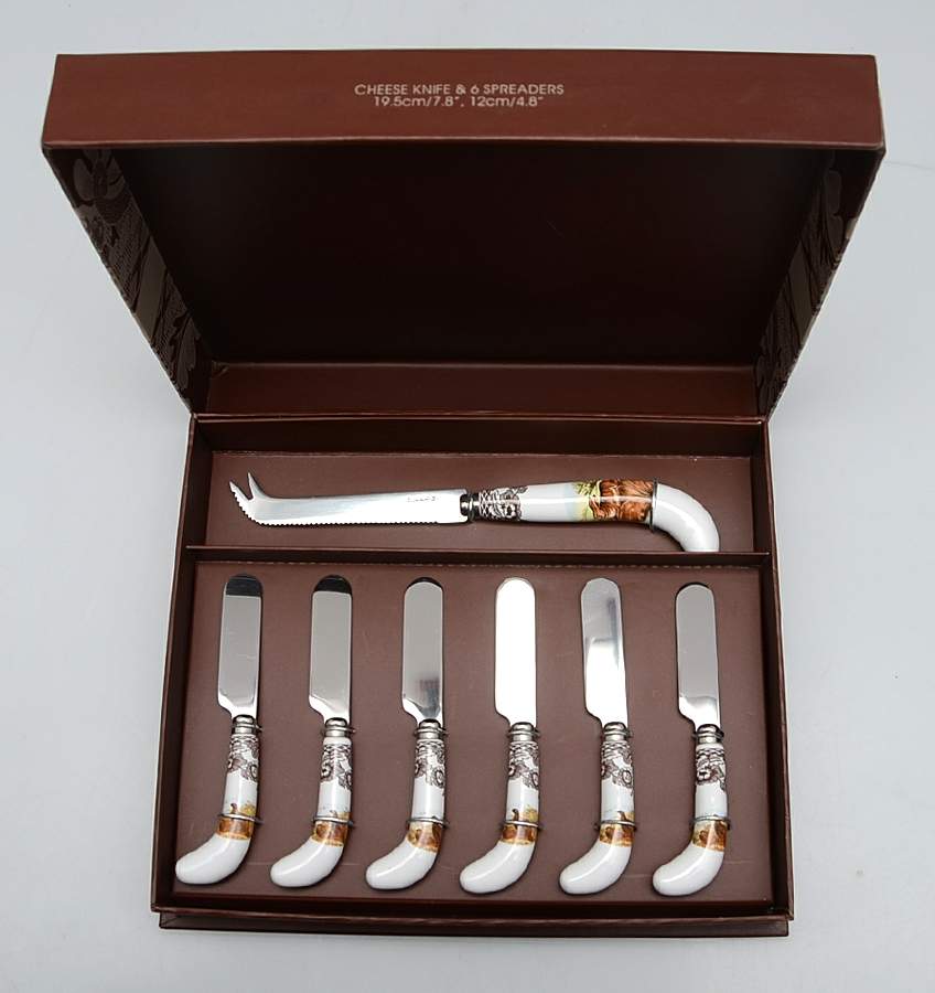 Woodland (7 Pc Motif) Cheese Knife & Spreader Set by Spode-1