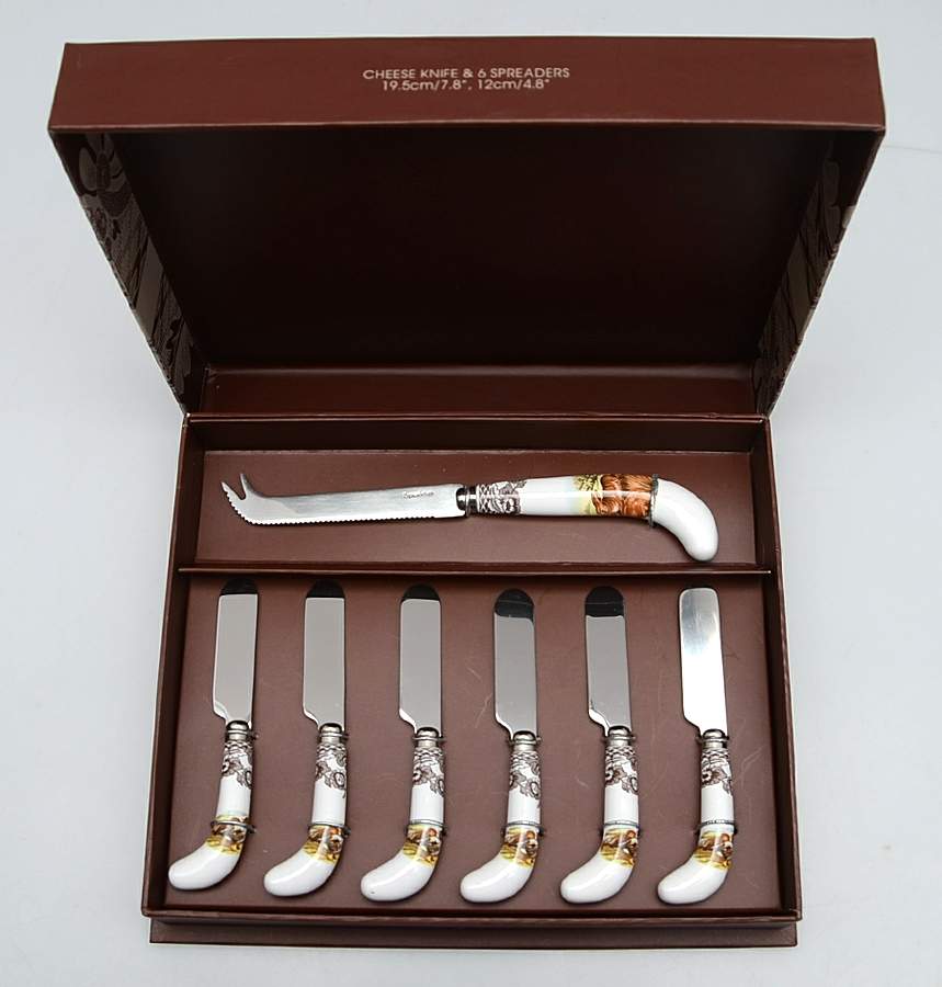 Woodland (7 Pc Motif) Cheese Knife & Spreader Set by Spode-1