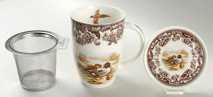 Woodland Tisanieres Set-Mug, Metal Filter, & Coaster by Spode-1