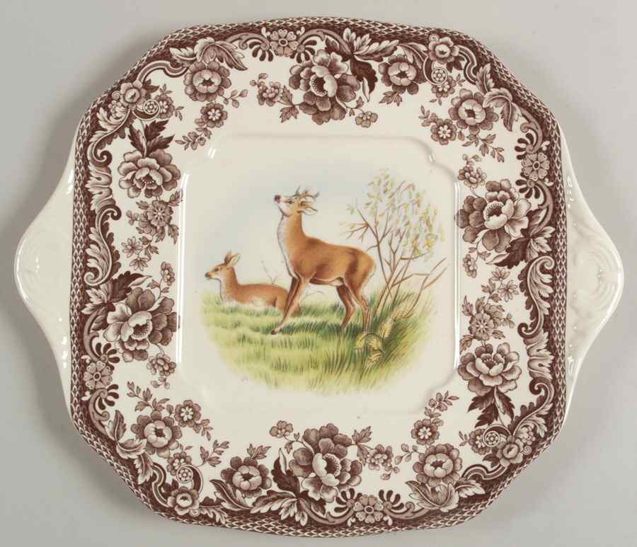 Woodland Square Handled Cake Plate by Spode-1