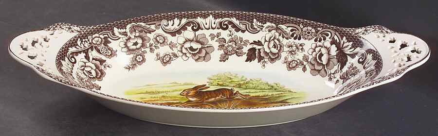 Woodland 15" Pierced Oval Bread Tray by Spode-1