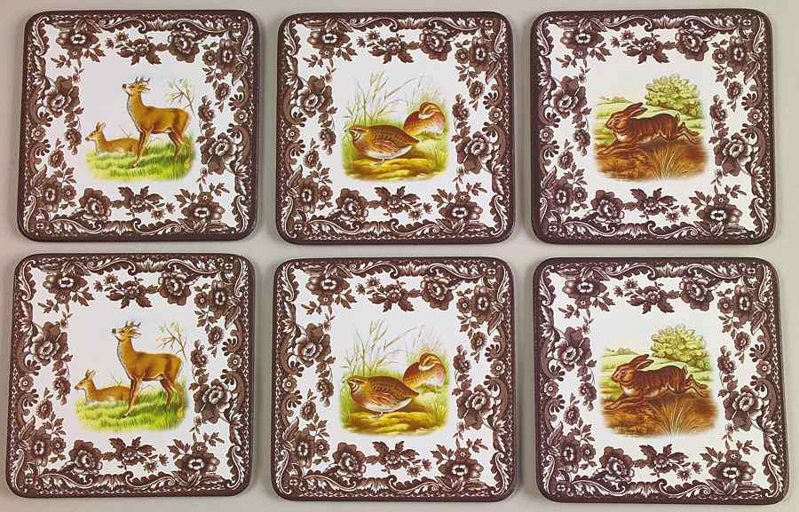 Woodland Square Corkback Coaster - Set of 6 Motifs by Spode-1