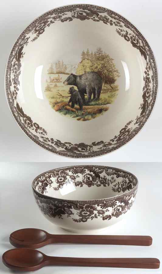 Woodland Salad Set (SB9M2 & Wood Server) by Spode-1