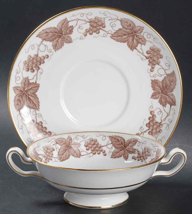 Y6632 Footed Cream Soup Bowl & Saucer Set by Spode-1