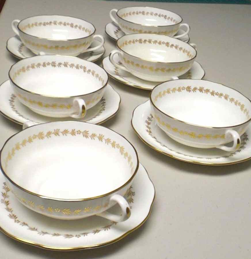 Y7889 Flat Cream Soup Bowl & Saucer Set by Spode-1