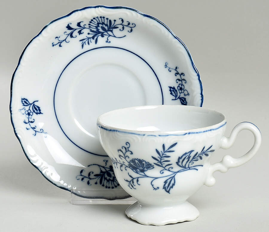Blue Dresden Footed Cup & Saucer Set by Sphinx Import-1