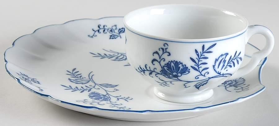 Blue Dresden Snack Plate & Cup Set by Sphinx Import-1